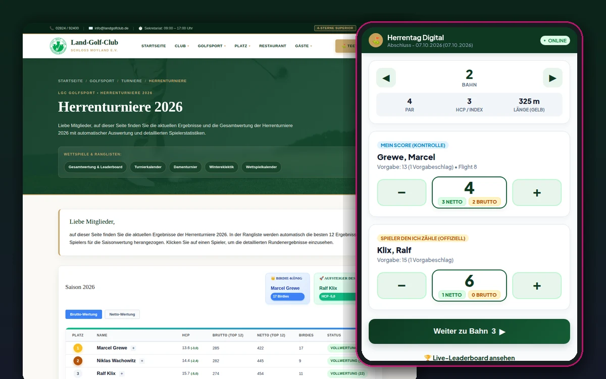 Herrentag Digital – Mobile Live-Scoring Web-App & Turnierauswertung